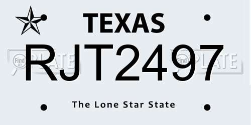 RJT2497 Texas License Plate