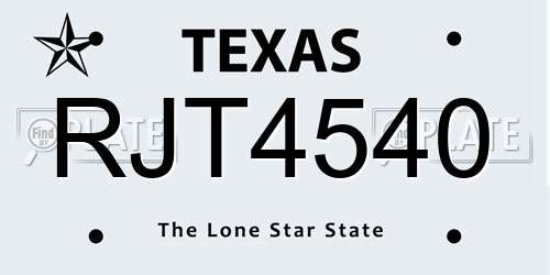 RJT4540 Texas License Plate
