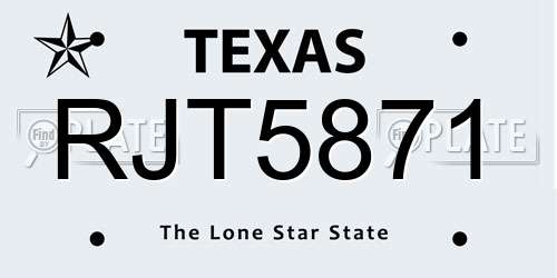 RJT5871 Texas License Plate