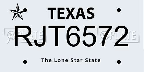 RJT6572 Texas License Plate
