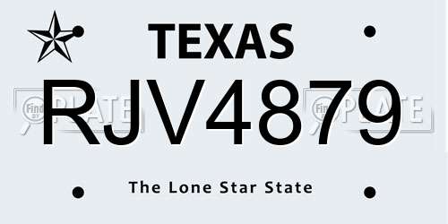 RJV4879 Texas License Plate