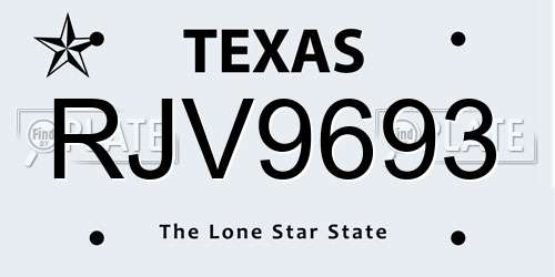 RJV9693 Texas License Plate