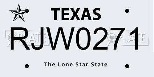 RJW0271 Texas License Plate