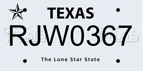 RJW0367 Texas License Plate