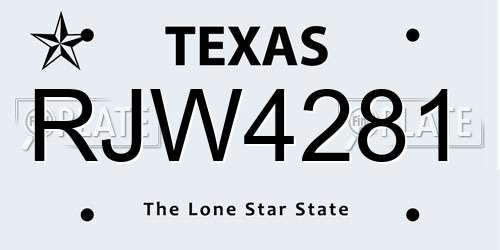 RJW4281 Texas License Plate