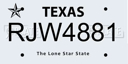 RJW4881 Texas License Plate