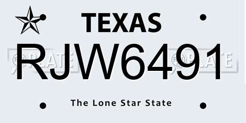 RJW6491 Texas License Plate