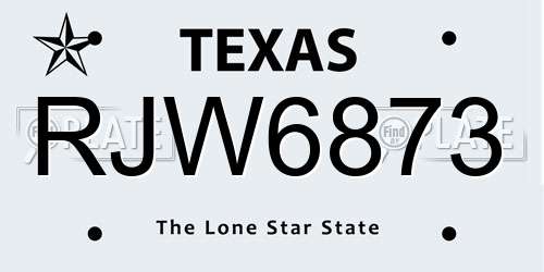 RJW6873 Texas License Plate