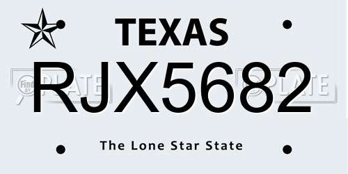RJX5682 Texas License Plate