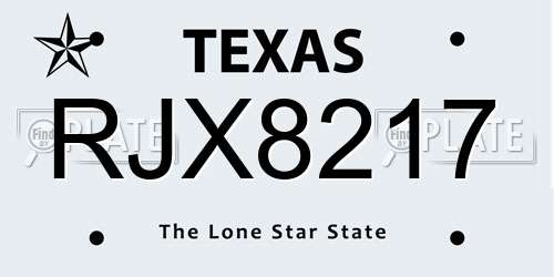 RJX8217 Texas License Plate
