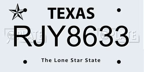 RJY8633 Texas License Plate