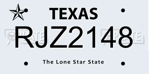 RJZ2148 Texas License Plate