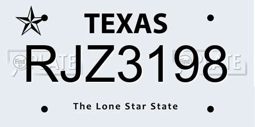 RJZ3198 Texas License Plate