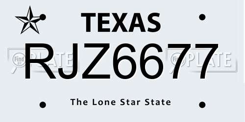 RJZ6677 Texas License Plate