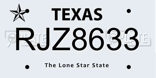 RJZ8633 Texas License Plate