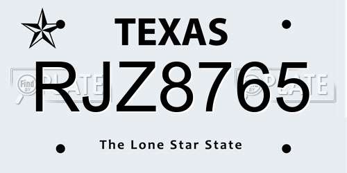 RJZ8765 Texas License Plate