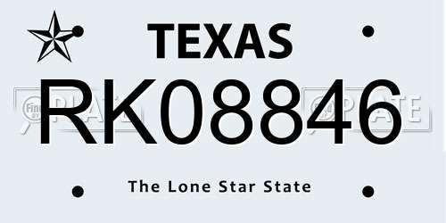 RK08846 Texas License Plate