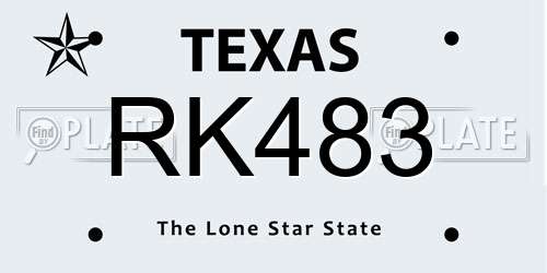 RK483 Texas License Plate
