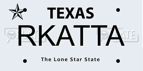 RKATTA Texas License Plate