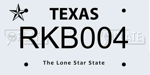 RKB004 Texas License Plate
