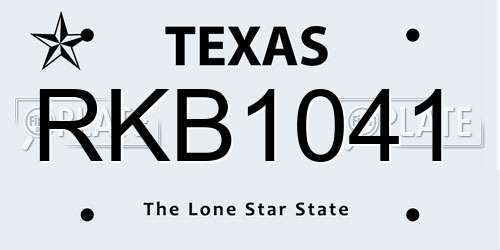 RKB1041 Texas License Plate