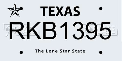 RKB1395 Texas License Plate