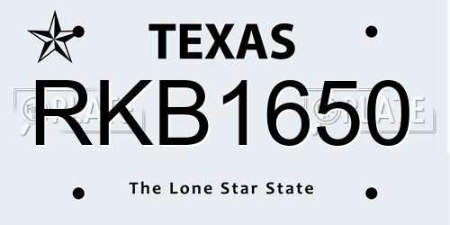 RKB1650 Texas License Plate