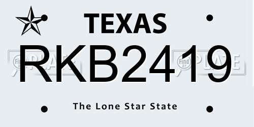 RKB2419 Texas License Plate