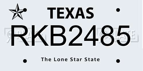 RKB2485 Texas License Plate