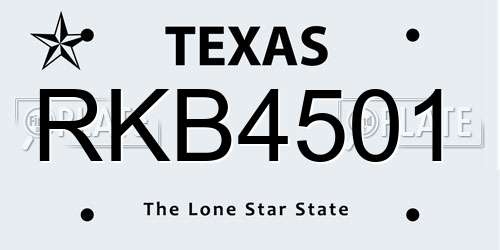 RKB4501 Texas License Plate