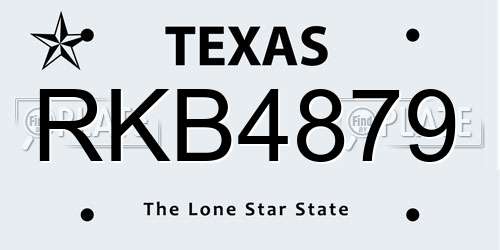 RKB4879 Texas License Plate