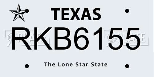 RKB6155 Texas License Plate