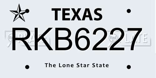 RKB6227 Texas License Plate