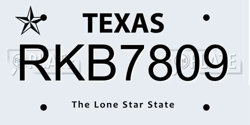 RKB7809 Texas License Plate