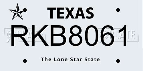 RKB8061 Texas License Plate
