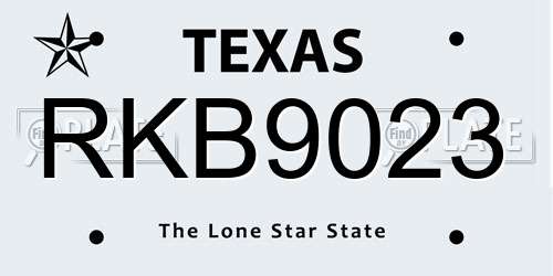 RKB9023 Texas License Plate