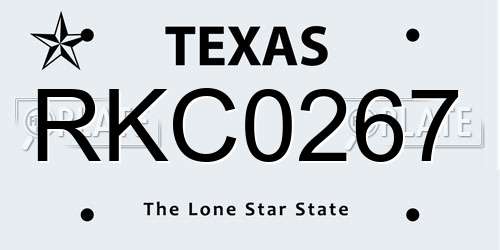 RKC0267 Texas License Plate