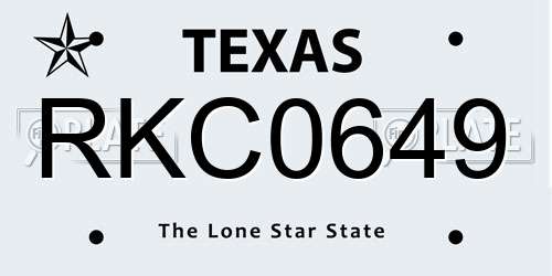 RKC0649 Texas License Plate