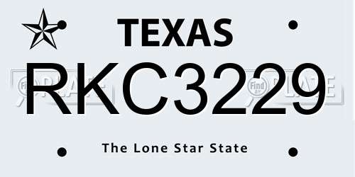 RKC3229 Texas License Plate