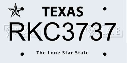 RKC3737 Texas License Plate