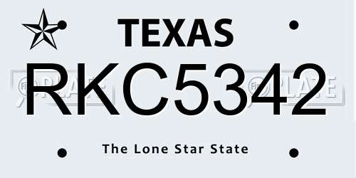 RKC5342 Texas License Plate