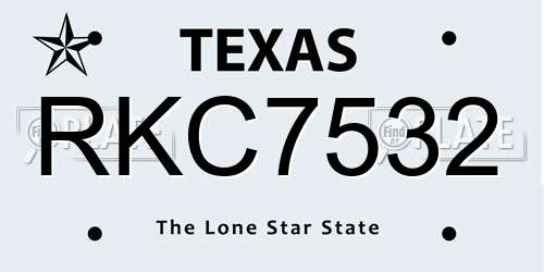 RKC7532 Texas License Plate