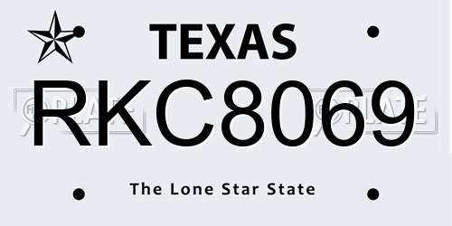 RKC8069 Texas License Plate