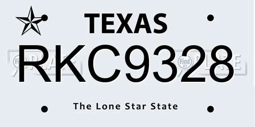 RKC9328 Texas License Plate