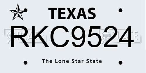 RKC9524 Texas License Plate