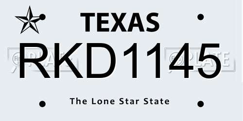 RKD1145 Texas License Plate