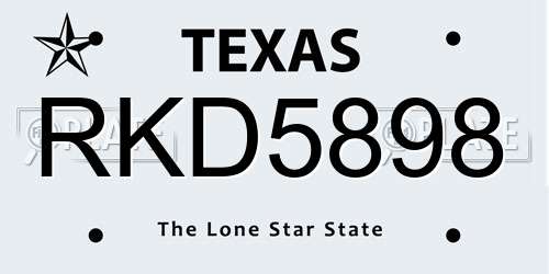 RKD5898 Texas License Plate