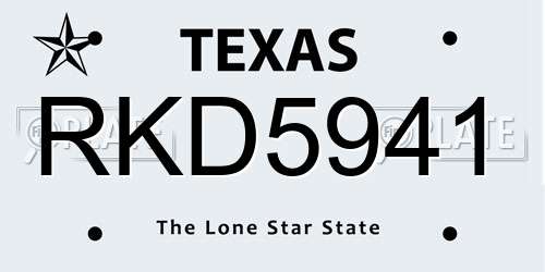 RKD5941 Texas License Plate