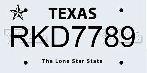 RKD7789 Texas License Plate