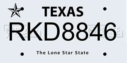 RKD8846 Texas License Plate